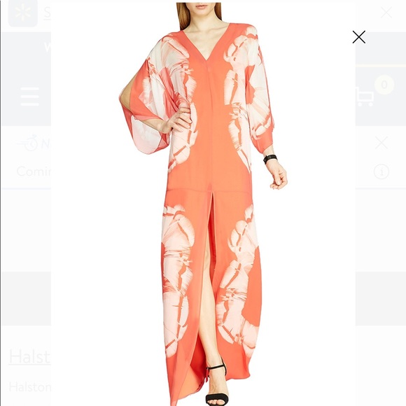 Halston Heritage Feather print flutter gown - Picture 4 of 4